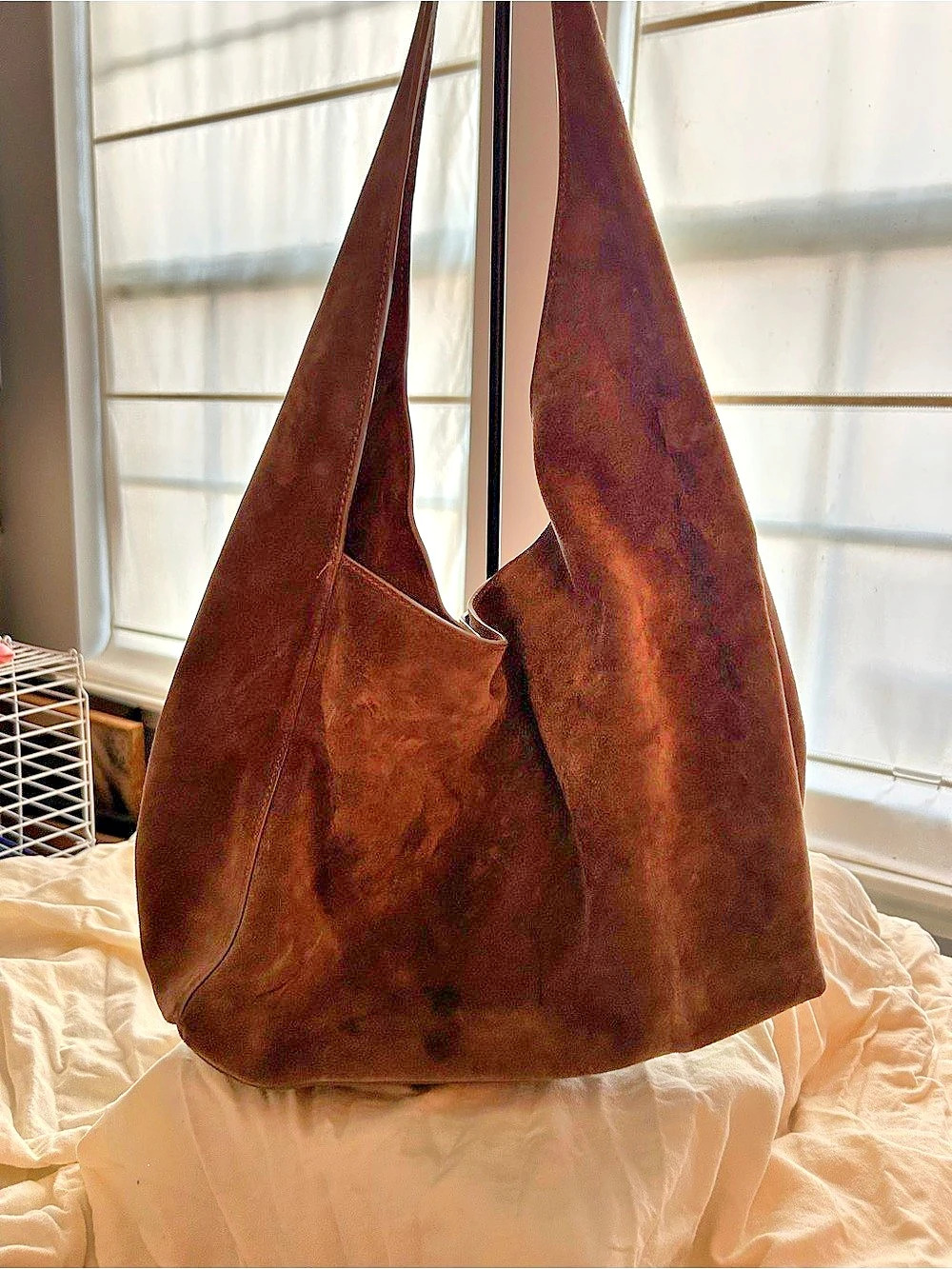 Quince Italian Suede Slouchy Shoulder Bag Brown